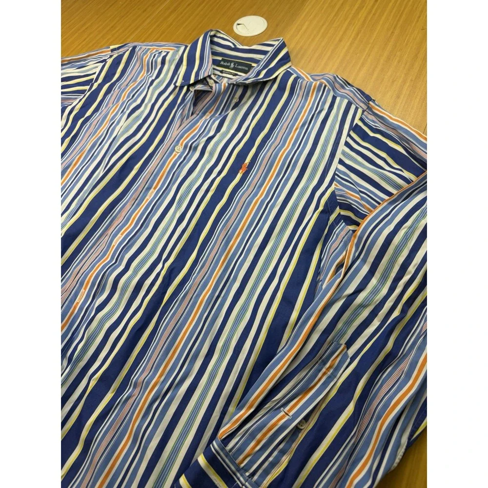 Men's Ralph Lauren Classic Fit XXL Multicolor Stripe Button Front Shirt